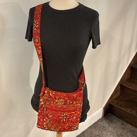 Orange Red Bright Blue Quilted Crossbody Bag - Picture 15 of 16